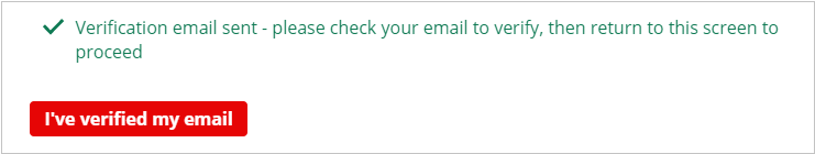 image of secondary verification message containing the I've verified my email button
