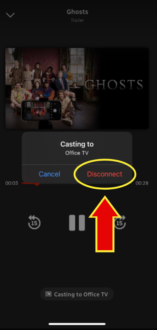 Screenshot of Disconnect button