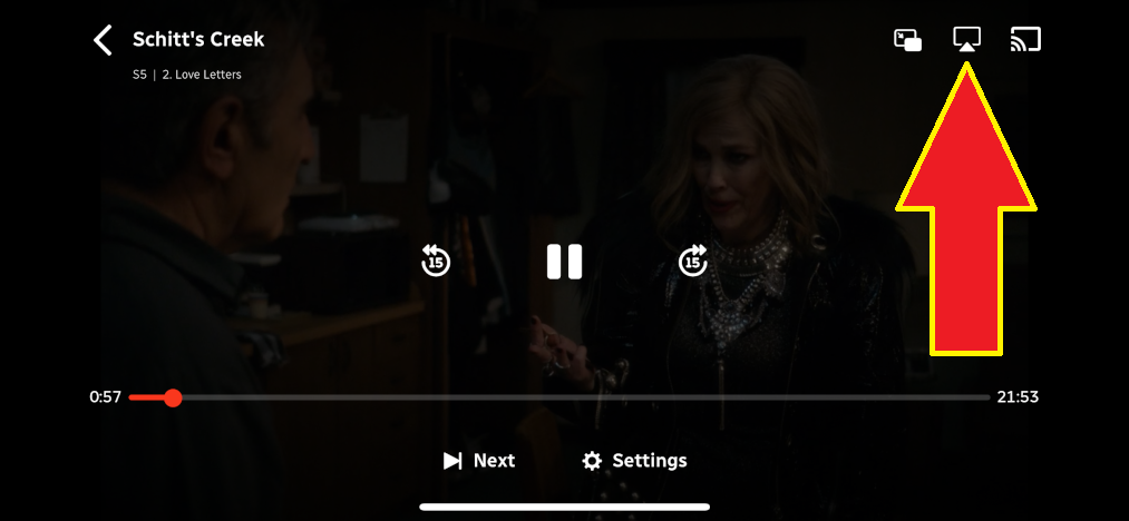 Screenshot of Gem media player window and AirPlay icon.