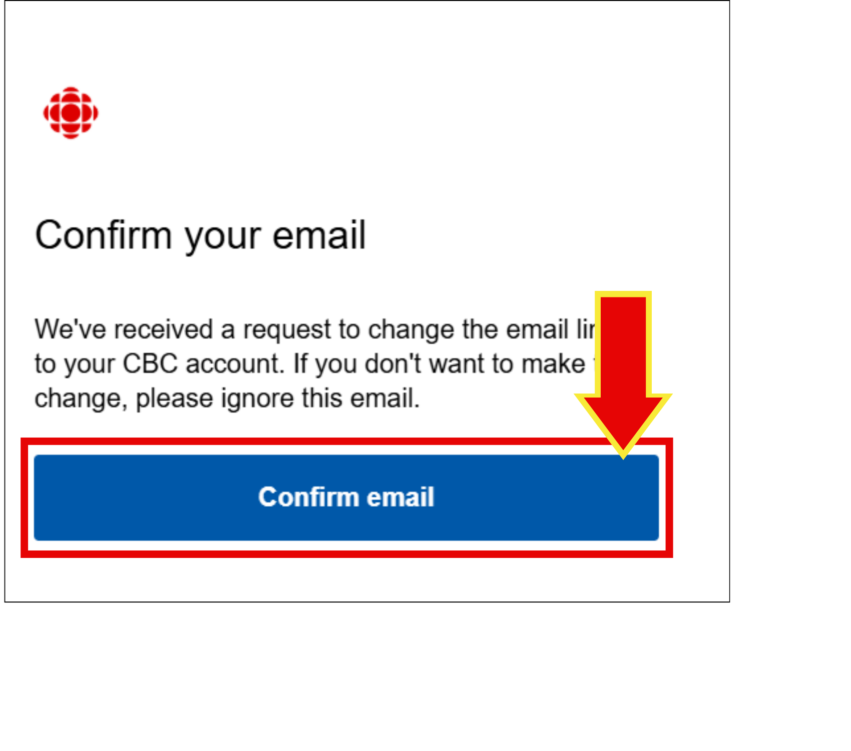screenshot of confirmation email.