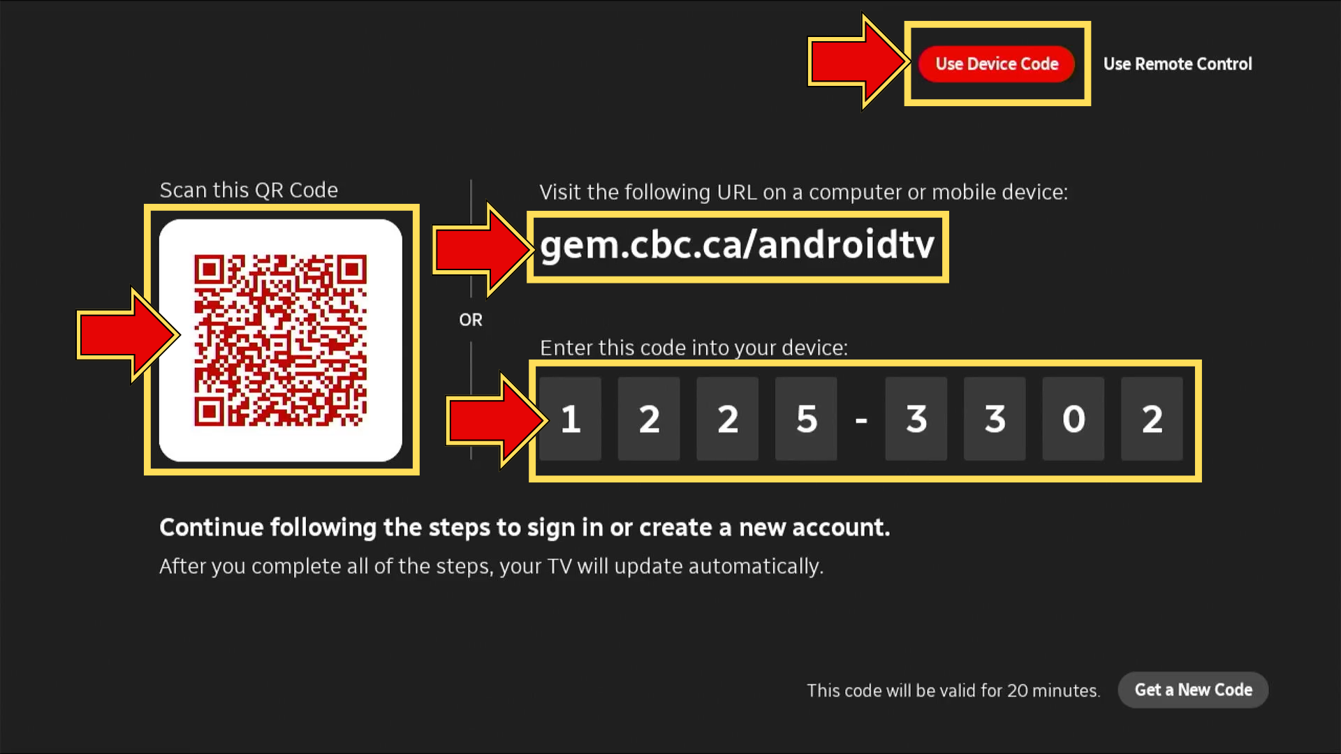 How do I log in to the CBC Gem app for Android TV? – CBC Help Centre
