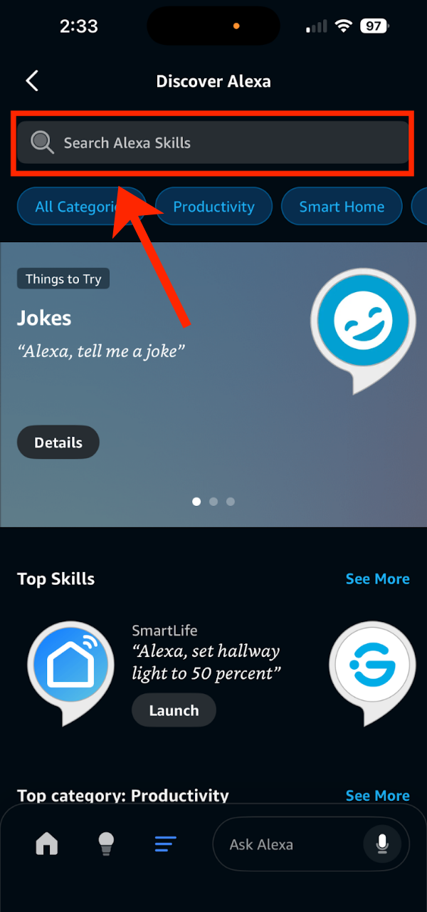 Search bar.