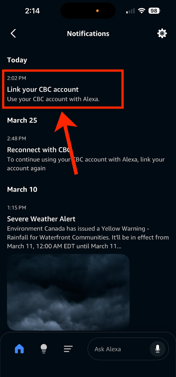 Link your CBC Account Button.