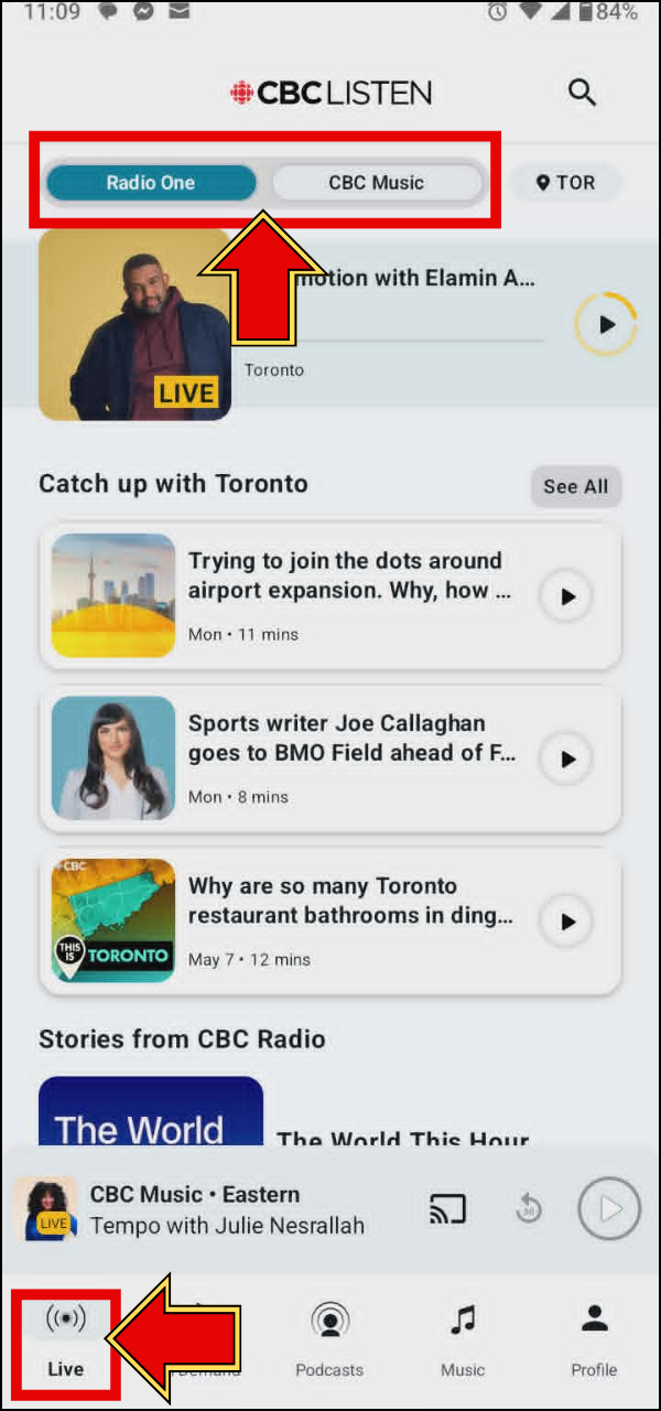 Radio One CBC Music selector.